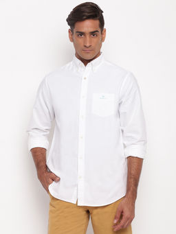 GANT - White Plain Collar Neck Shirt