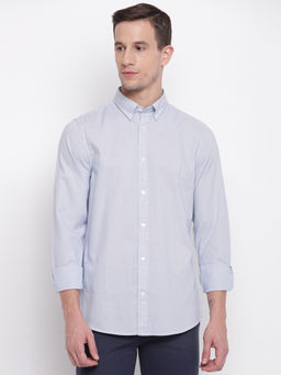 GANT - Blue Self Design Collar Neck Shirt