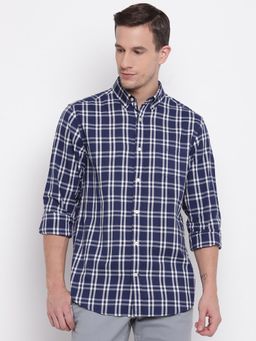 GANT - Navy Blue Checks Collar Neck Shirt