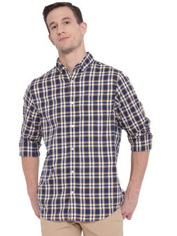 GANT - Navy Blue Checks Collar Neck Shirt