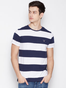 GANT - White Stripes Round Neck T-Shirt