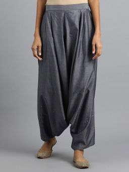 W - Grey Denim Draped Pants