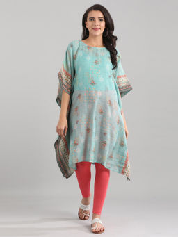 Aurelia - Turquoise Round Neck Kaftan Kurta