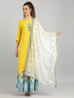 Aurelia - Off-White Printed Dupatta