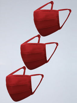 W - Red Reusable Cotton Face Mask (Pack of 3)