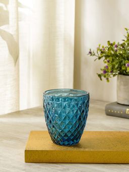 Pure Home + Living - Set of 6 Blue Diamond Glass Tumbler