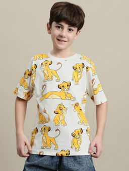 Kidsville - Official Lion King Boys Off White Graphic Printed Regular T-Shirt