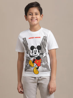 Kidsville - Official Mickey & Friends Boys White Graphic Regular T-Shirt