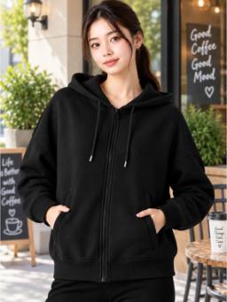 ADBUCKS - Black Oversized Winter Hooded jacket