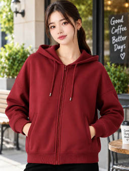 ADBUCKS - Maroon Oversized Winter Hooded jacket