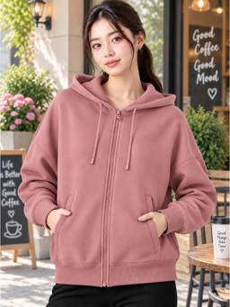 ADBUCKS - Mauve Oversized Winter Hooded jacket