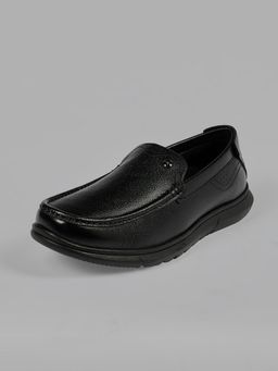 Monte Carlo - Mens Black Leather Textured Loafers