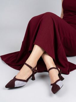CHINRAAG - Women Maroon Pointed Toe Kitten Heels
