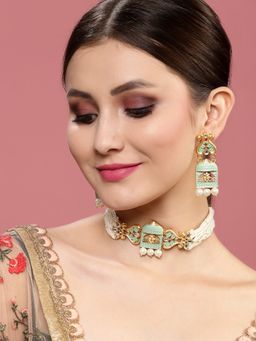 PANASH - Gold Plated Pearls Handcrafted Multistrand Choker Jewellery (Set of 2)