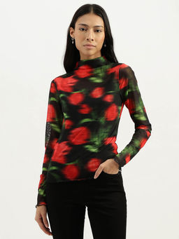 United Colors of Benetton - Multi-Color High Neck Printed T-shirt