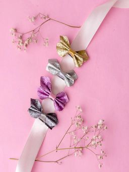 JEWELZ - Fun and Colorful Bow Shape Alligator Clips for Kids (Pack Of 4)