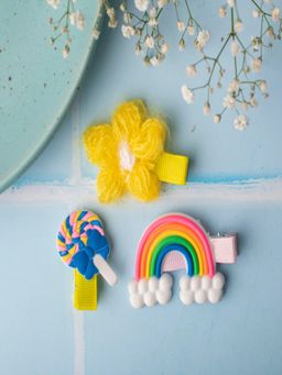 JEWELZ - Whimsical Rainbow Alligator Flower Shape Clips for Kids (Pack Of 3)