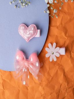 JEWELZ - Heart Shape Peach Clip for Kids (Pack Of 3)