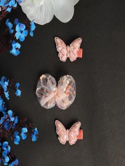 JEWELZ - Bright Orange Butterfly Hair Clips for Kids (Pack Of 3)