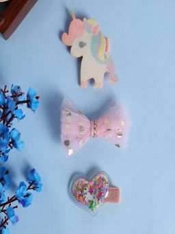 JEWELZ - Magical Unicorn & Heart Shape Clips for Kids (Pack Of 3)
