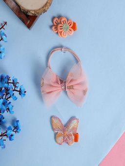 JEWELZ - Bright Orange Bow & Butterfly Clips for Kids (Pack Of 3)