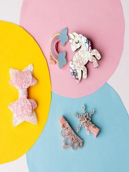 JEWELZ - Beautiful Interestingly Shaped 5 Pieces Hair Clips for Young Girls