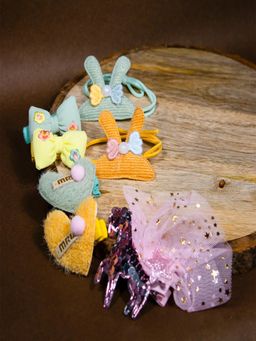 JEWELZ - Korean Style Cute Animals & Flowers Hair Clips and Hair Bands for Girls (Pack Of 7)