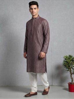 TATTVA - Brown Embellished Regular Kurta with Pyjama