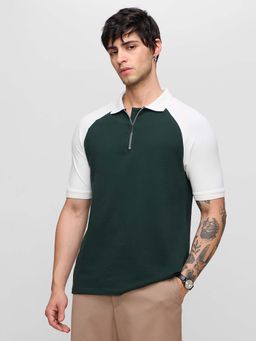 The Souled Store - Originals Colourblock Polo T-ShirtEmerald Edge Men Zipper