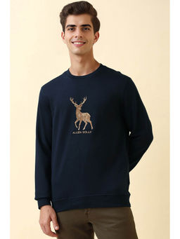 Allen Solly - Men Navy Crew Neck Full Sleeves Casual Sweatshirt