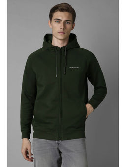 Louis Philippe - Men Casual Green Solid Hoodie