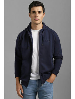 Louis Philippe - Men Casual Navy Solid Hoodie