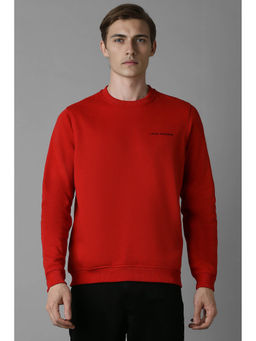 Louis Philippe - Men Casual Red Solid Sweatshirt