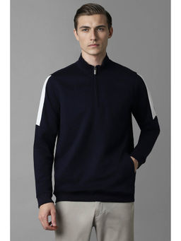 Louis Philippe - Men Casual Navy Solid Sweatshirt