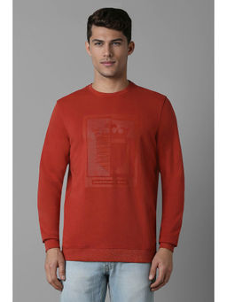 Louis Philippe - Men Casual Red Printed Sweatshirt