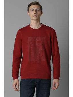 Louis Philippe - Men Casual Red Print Sweatshirt