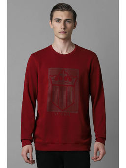 Louis Philippe - Men Casual Maroon Print Sweatshirt