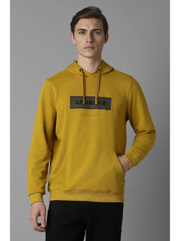 Louis Philippe - Men Casual Yellow Embroidered Hoodie