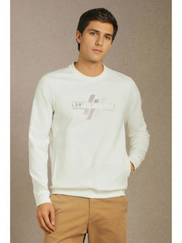 Louis Philippe - Men Casual White Solid Sweatshirt