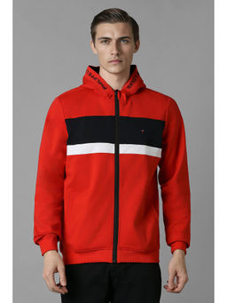 Louis Philippe - Men Casual Red Colorblock Hoodie