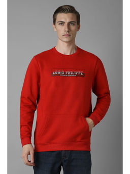 Louis Philippe - Men Casual Red Solid Sweatshirt