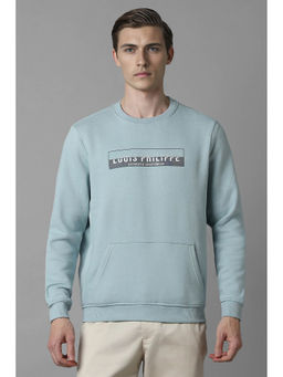 Louis Philippe - Men Casual Light Blue Solid Sweatshirt