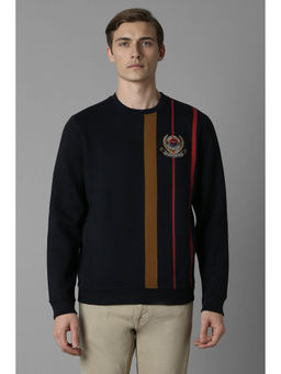 Louis Philippe - Men Casual Black Stripe Sweatshirt