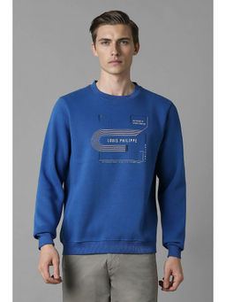 Louis Philippe - Men Casual Blue Printed Sweatshirt