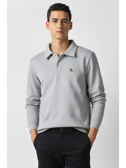 Van Heusen - Men Grey Solid Sweatshirt