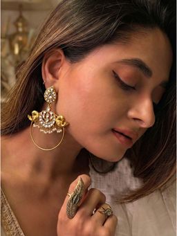 ILLUMINATE JEWELLERY - Chandbali White Stone Earrings