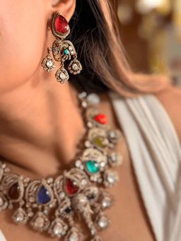 ILLUMINATE JEWELLERY - Elephant Headed Multi-Color Necklace with Earrings