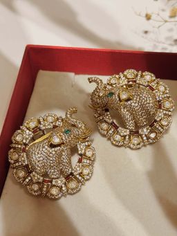 ILLUMINATE JEWELLERY - Zircon and Moissanite Stones Elephant Stud