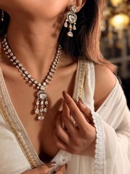 ILLUMINATE JEWELLERY - Moissanite Pendant Necklace with Earrings