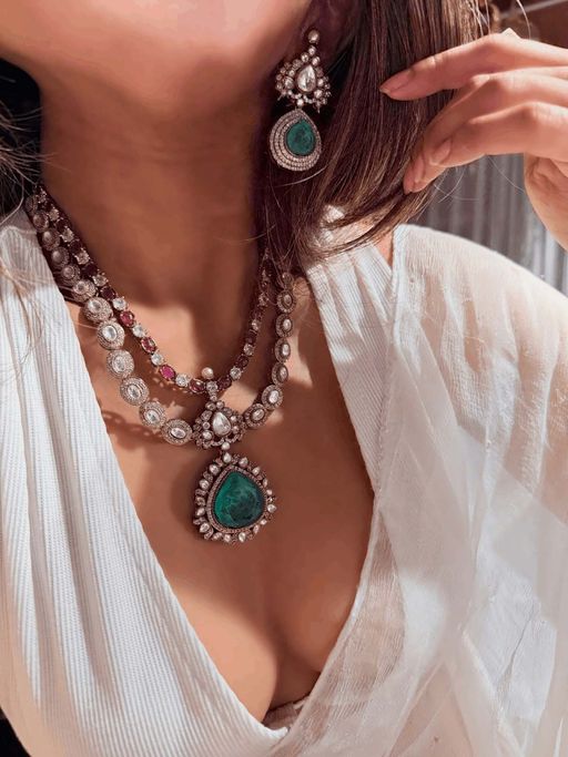 ILLUMINATE JEWELLERY Raani Multicolor Necklace with Earrings